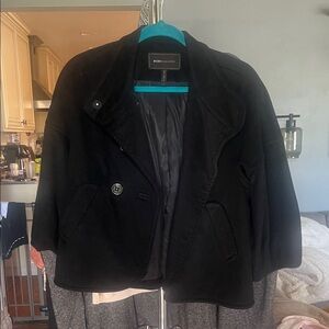 BCBGMaxAzria Women's Elegant Black Pea Coat